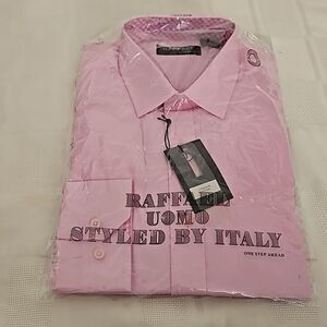 Raffael Uomo Men's Button-Down Long Sleeves Shirt Medium Pink
